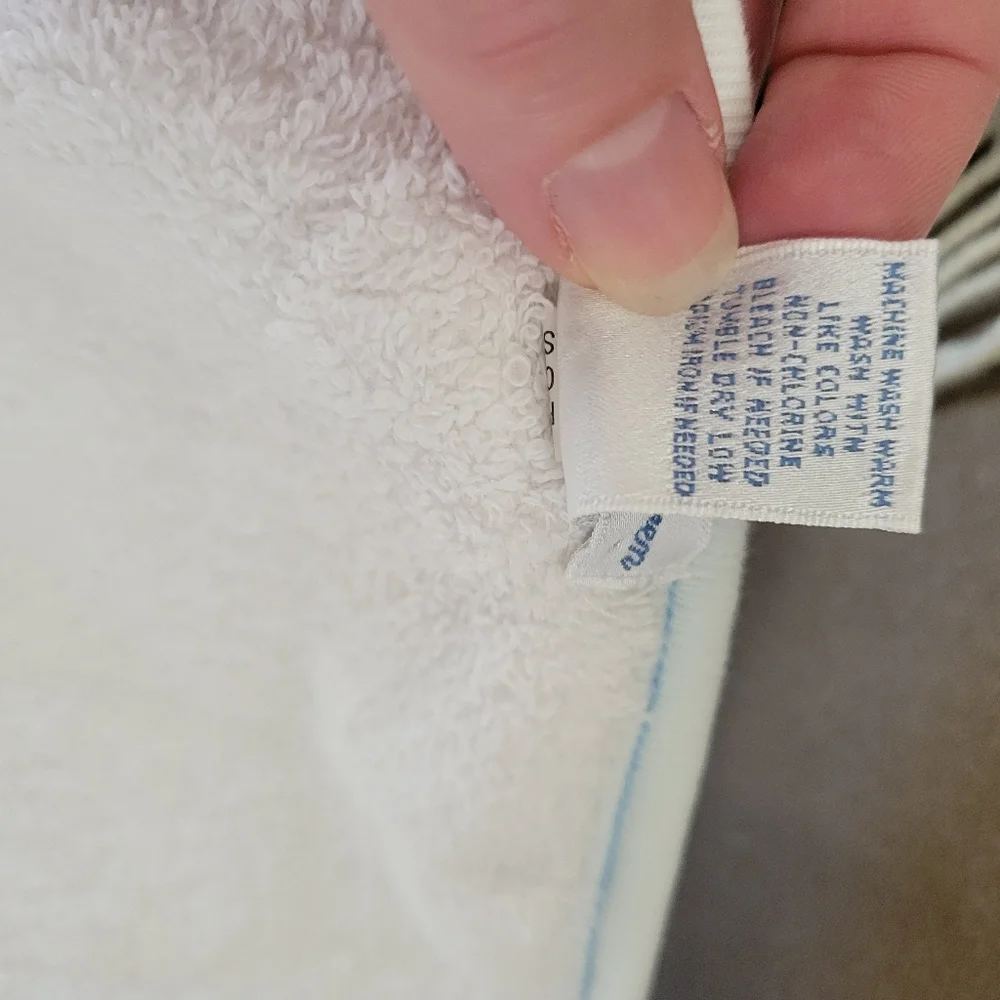 Ralph Lauren White Hooded Baby Towel with Blue Trim